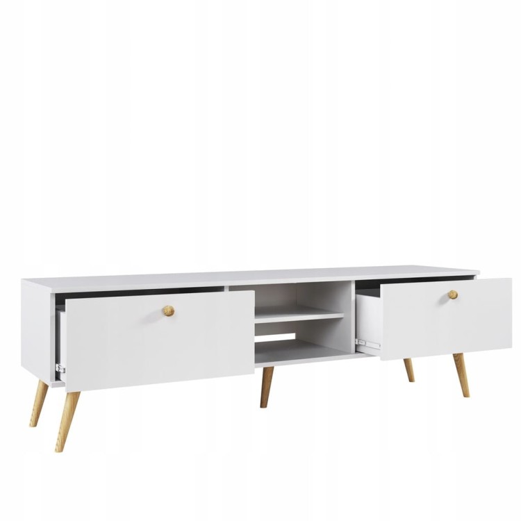 Szafka RTV 170 cm szuflady BIAŁA boho skandynawska