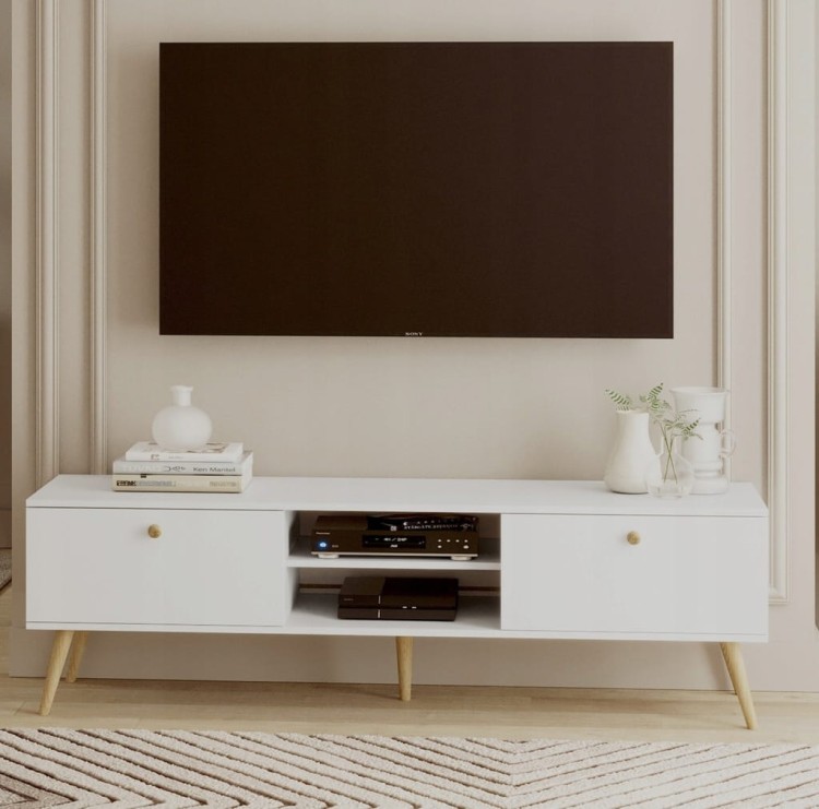 Szafka RTV 170 cm szuflady BIAŁA boho skandynawska