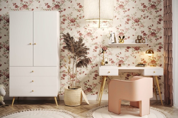 Biurko BOHO skandynawskie BIAŁE 135cm biuro pokój młodzieżowe