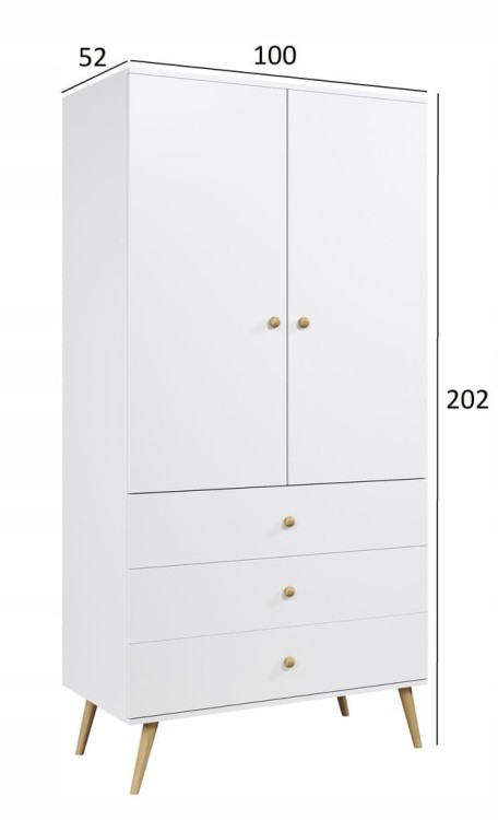 Szafa 3 SZUFLADY i drążek MACCHIATO do sypialni pokoju boho skandynawska
