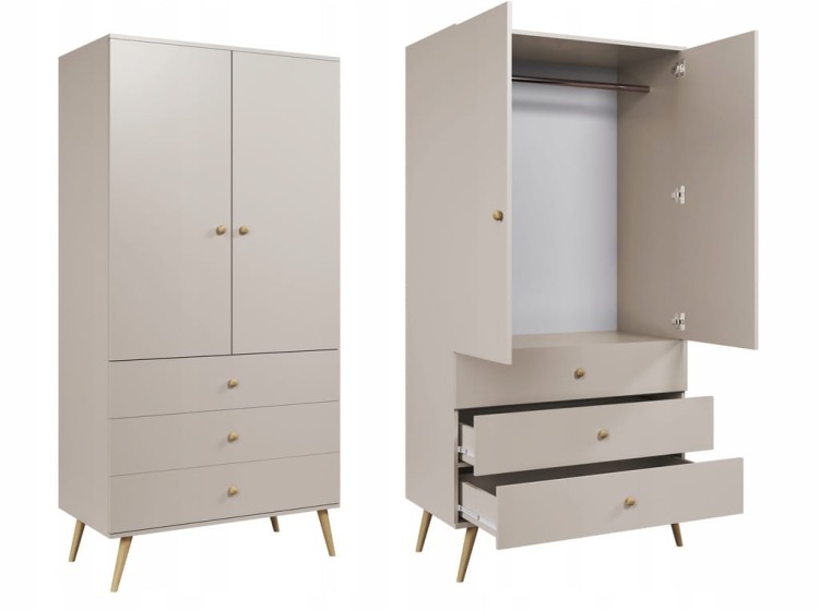 Szafa 3 SZUFLADY i drążek Kaszmir do sypialni pokoju boho skandynawska