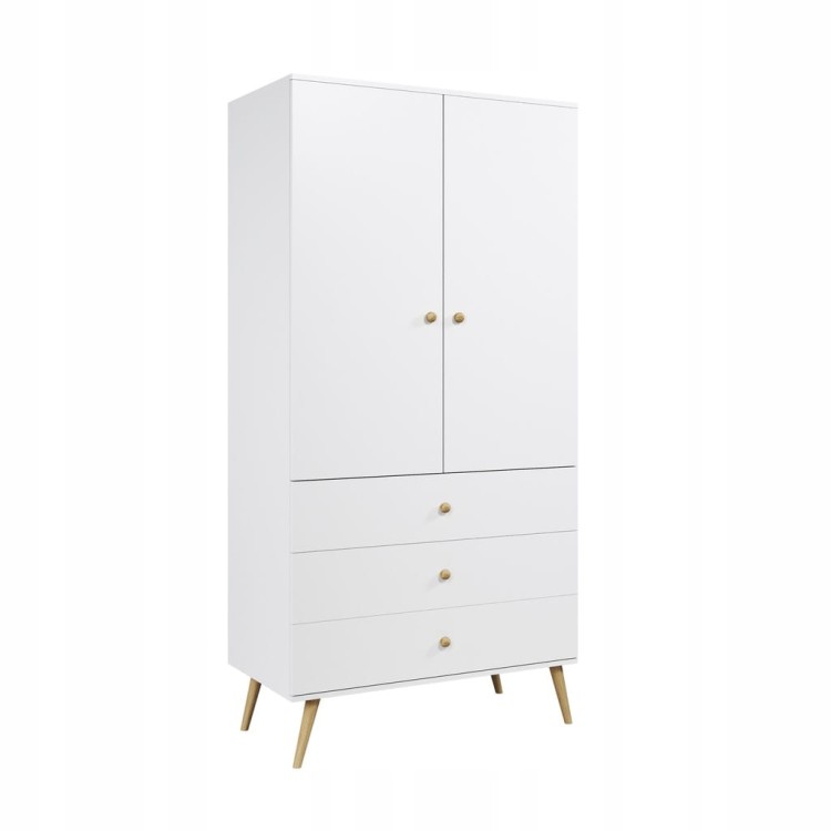 Szafa 3 SZUFLADY i drążek BIAŁA do sypialni pokoju boho skandynawska