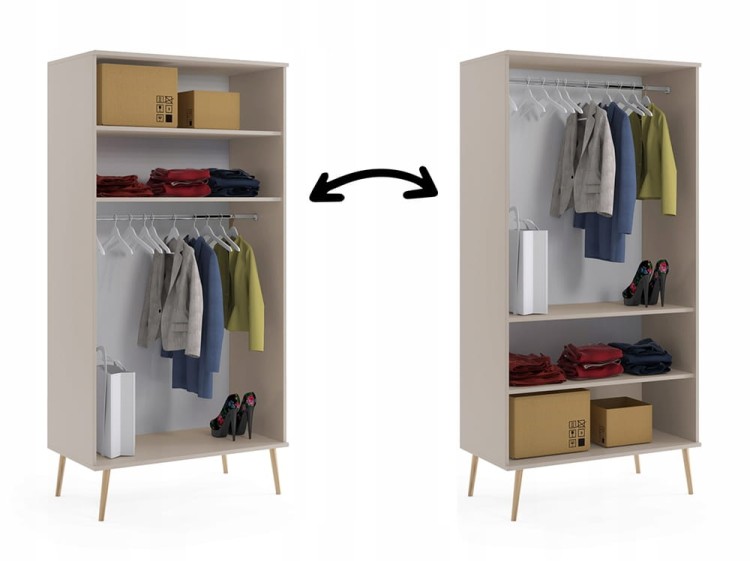 Szafa drążek i półki KASZMIR do sypialni pokoju boho skandynawska