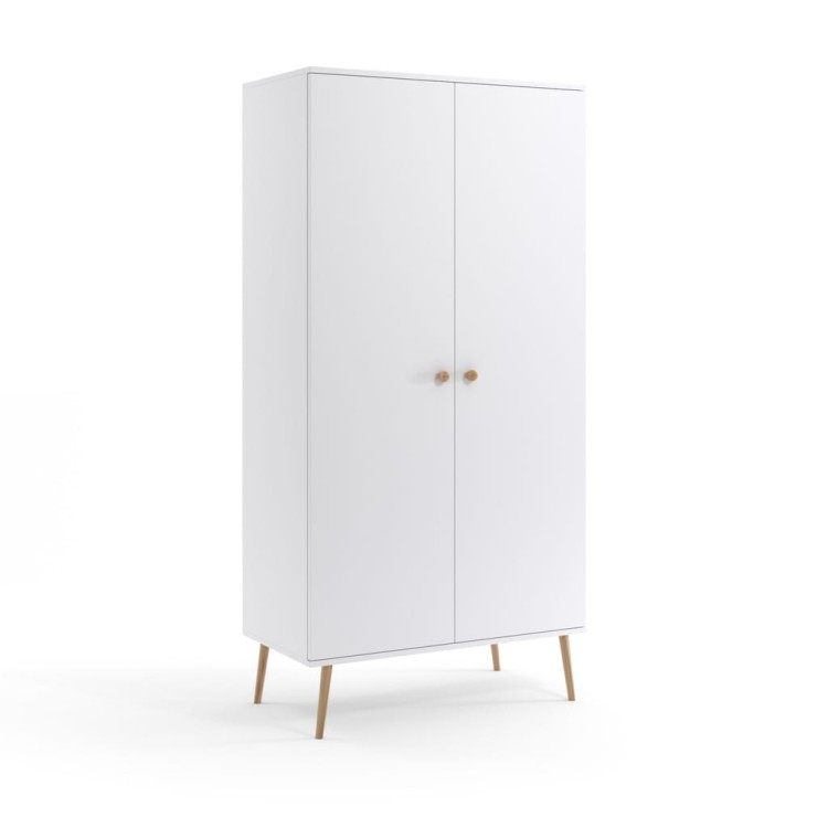 Szafa drążek i półki BIAŁA do sypialni pokoju boho skandynawska