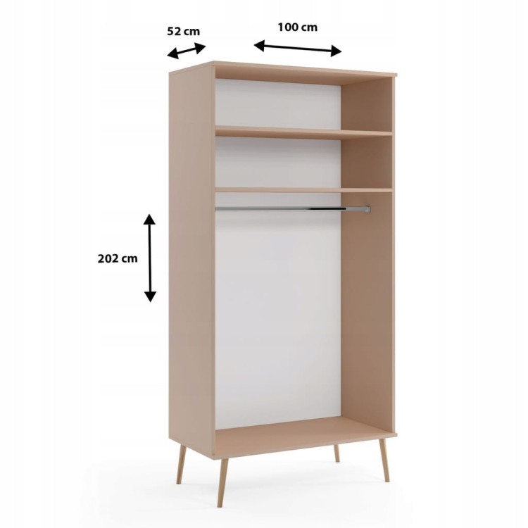 Szafa drążek i półki BIAŁA do sypialni pokoju boho skandynawska