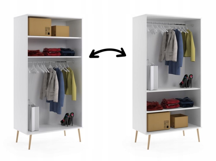 Szafa drążek i półki BIAŁA do sypialni pokoju boho skandynawska