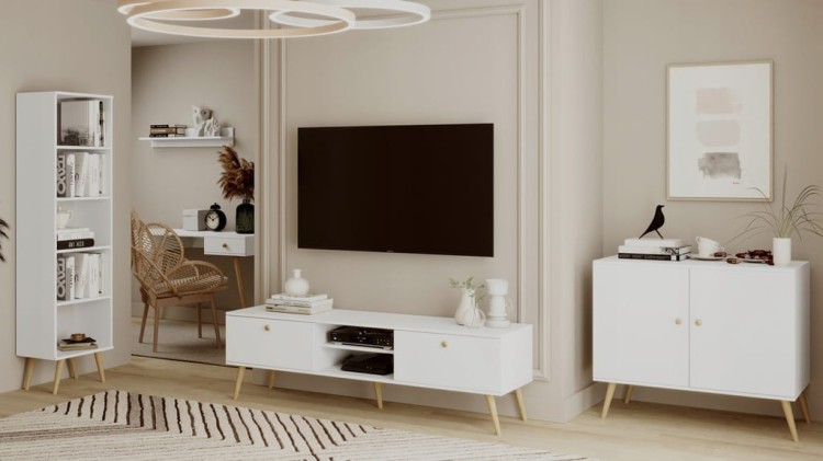 Szafa drążek i półki BIAŁA do sypialni pokoju boho skandynawska