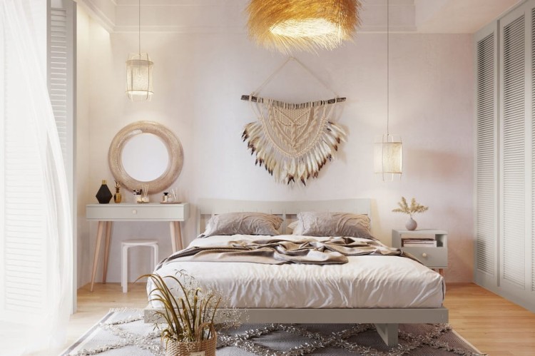 Szafka nocna stolik do sypialni KASZMIR boho