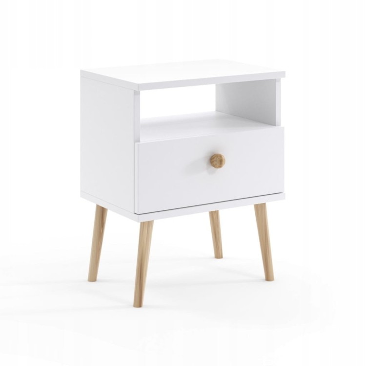 Szafka nocna stolik do sypialni BIAŁY boho