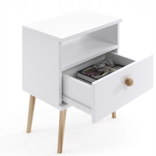 Szafka nocna stolik do sypialni BIAŁY boho