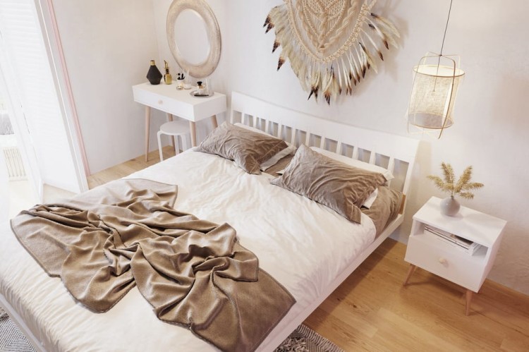 Szafka nocna stolik do sypialni BIAŁY boho