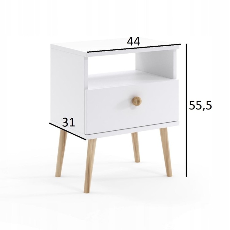 Szafka nocna stolik do sypialni BIAŁY boho