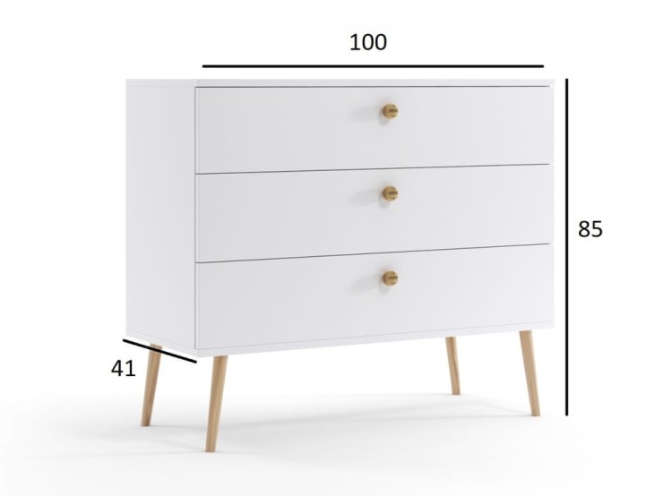 Komoda z szufladami 100 cm BIAŁA boho styl do sypialni pokoju salonu