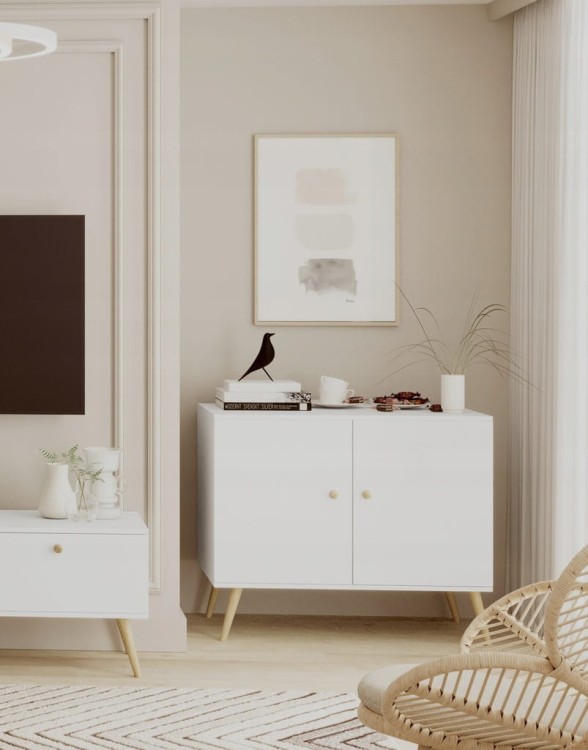 Komoda 100 cm BIAŁA boho styl do sypialni pokoju salonu