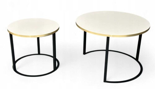 Stoliki kawowe okrągłe 2w1 kaszmir + złoto + czarna podstawa NOWOŚĆ