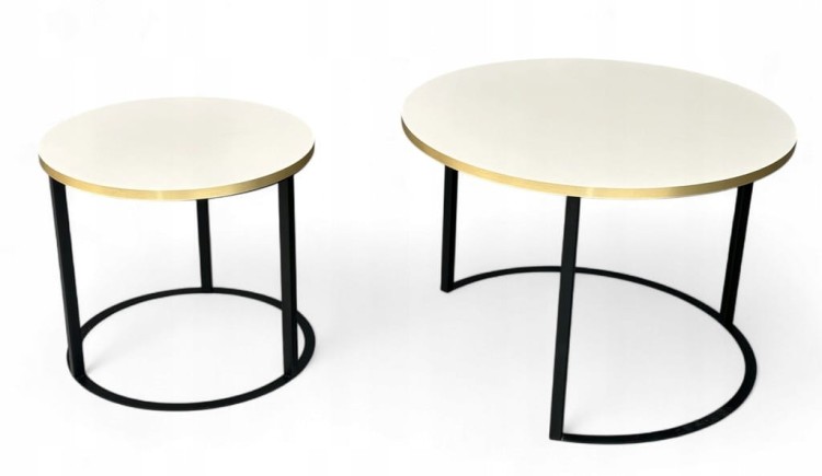 Stoliki kawowe okrągłe 2w1 kaszmir + złoto + czarna podstawa NOWOŚĆ