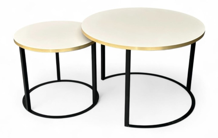 Stoliki kawowe okrągłe 2w1 kaszmir + złoto + czarna podstawa NOWOŚĆ