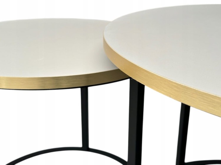 Stoliki kawowe okrągłe 2w1 kaszmir + złoto + czarna podstawa NOWOŚĆ