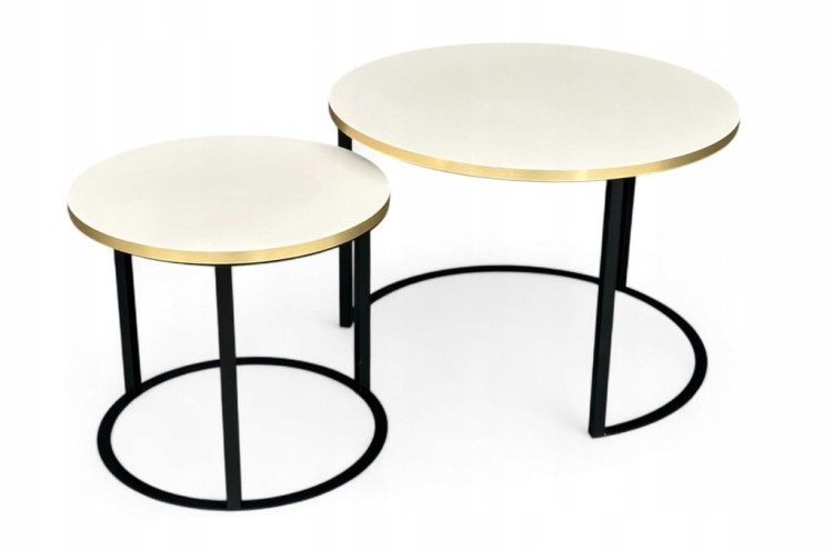 Stoliki kawowe okrągłe 2w1 kaszmir + złoto + czarna podstawa NOWOŚĆ