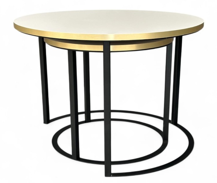 Stoliki kawowe okrągłe 2w1 kaszmir + złoto + czarna podstawa NOWOŚĆ