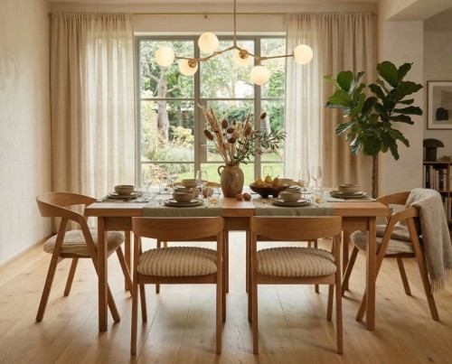 Zestaw Stół FORNIR noga V 90x180/260 cm + 6 dębowe krzesła sztaplowane