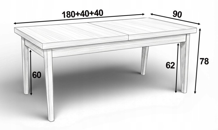 Zestaw Stół FORNIR noga V 90x180/260 cm + 6 dębowe krzesła sztaplowane