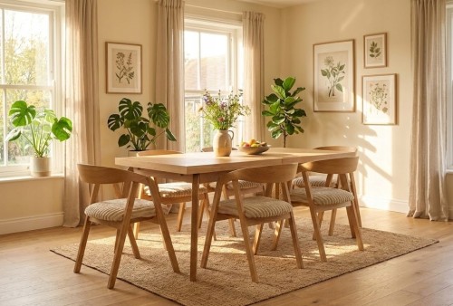 Zestaw Stół prostokątny FORNIR 90x180/220 cm + 6 dębowe krzesła sztaplowane