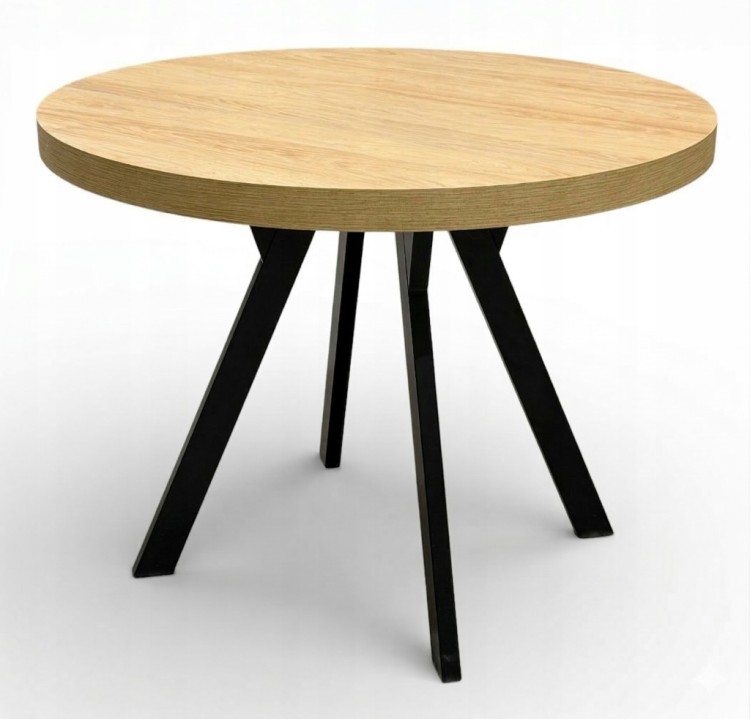 Stół okrągły nierozkładany 100 cm HIKORA Egger nogi metalowe Y czarne