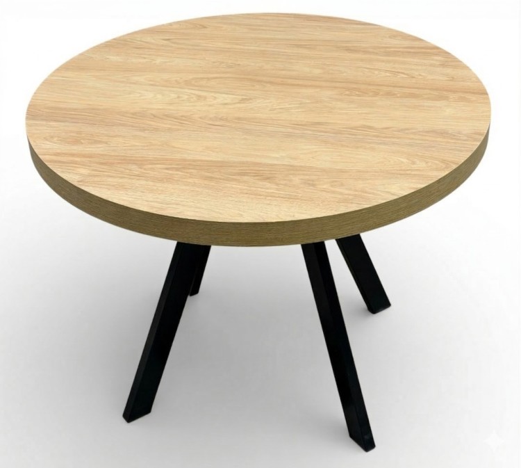 Stół okrągły nierozkładany 100 cm HIKORA Egger nogi metalowe Y czarne