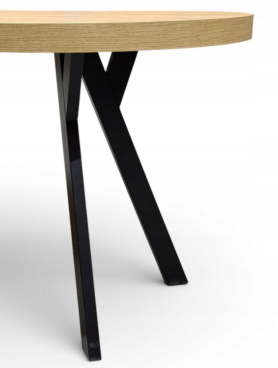 Stół okrągły nierozkładany 100 cm HIKORA Egger nogi metalowe Y czarne