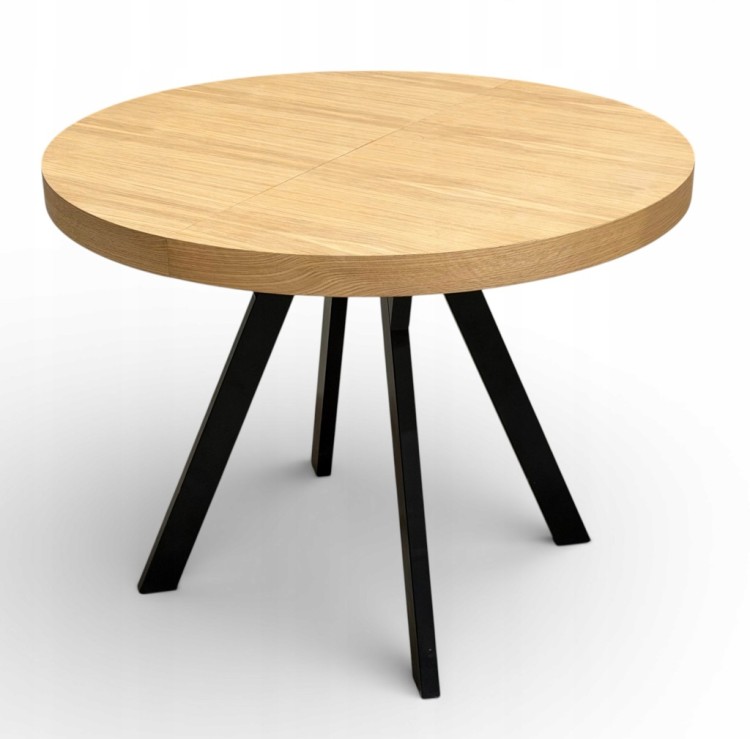 Zestaw stół fornirowany 110/310 nogi Y metal + 4 krzesła dębowe sztaplowane