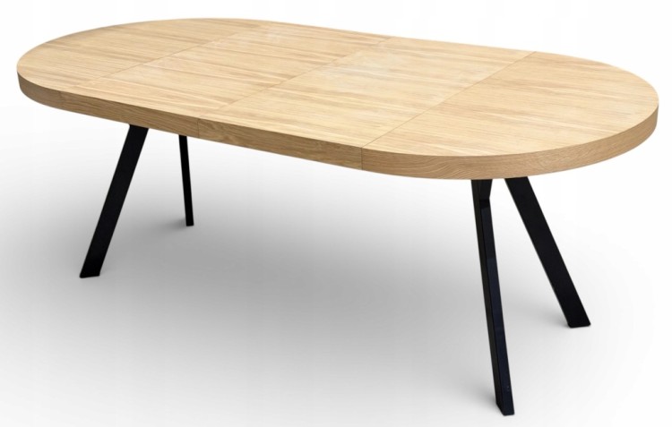 Zestaw stół fornirowany 110/310 nogi Y metal + 4 krzesła dębowe sztaplowane