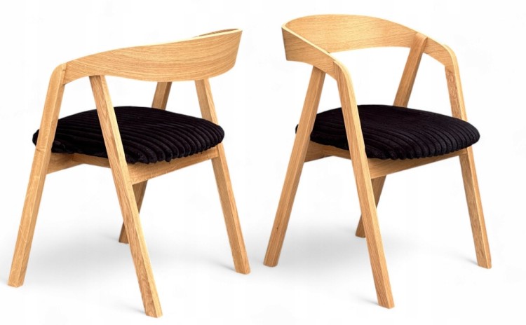 Zestaw stół fornirowany 110/310 nogi Y metal + 4 krzesła dębowe sztaplowane