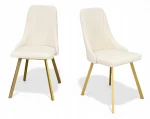 Eleganckie Krzesło Tapicerowane ZŁOTE NOGI Kremowe GLAMOUR Loft 2 szt