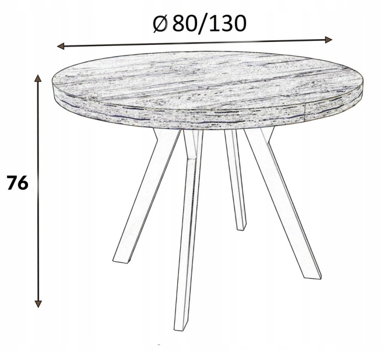 Stół okrągły rozkładany Ø 80/130 cm KASZMIR Nogi metal Y czarne