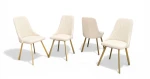 Eleganckie Krzesło Tapicerowane ZŁOTE NOGI Kremowe GLAMOUR Loft 4 szt