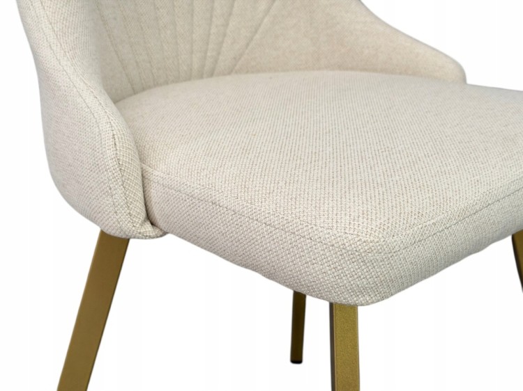 Eleganckie Krzesło Tapicerowane ZŁOTE NOGI Kremowe GLAMOUR Loft 4 szt