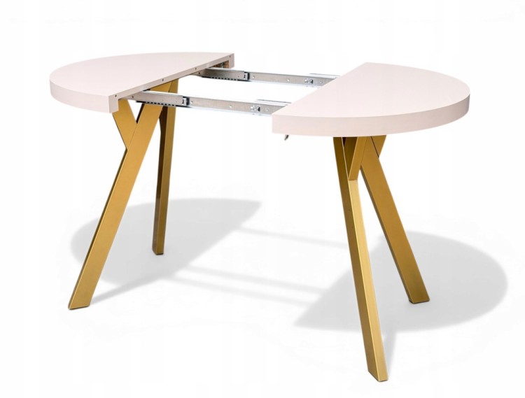 Stół okrągły 80 cm rozkładany 130 cm i 2 krzesła tapicerowane kaszmir złoto