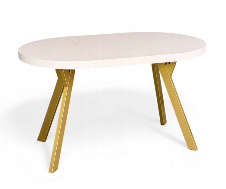 Stół okrągły 80 cm rozkładany 130 cm i 2 krzesła tapicerowane kaszmir złoto