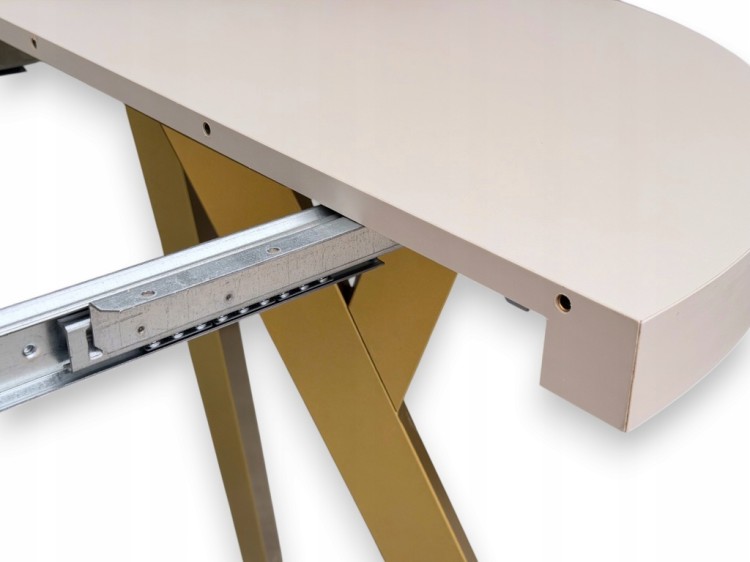 Stół okrągły 80 cm rozkładany 130 cm i 4 krzesła tapicerowane kaszmir złoto