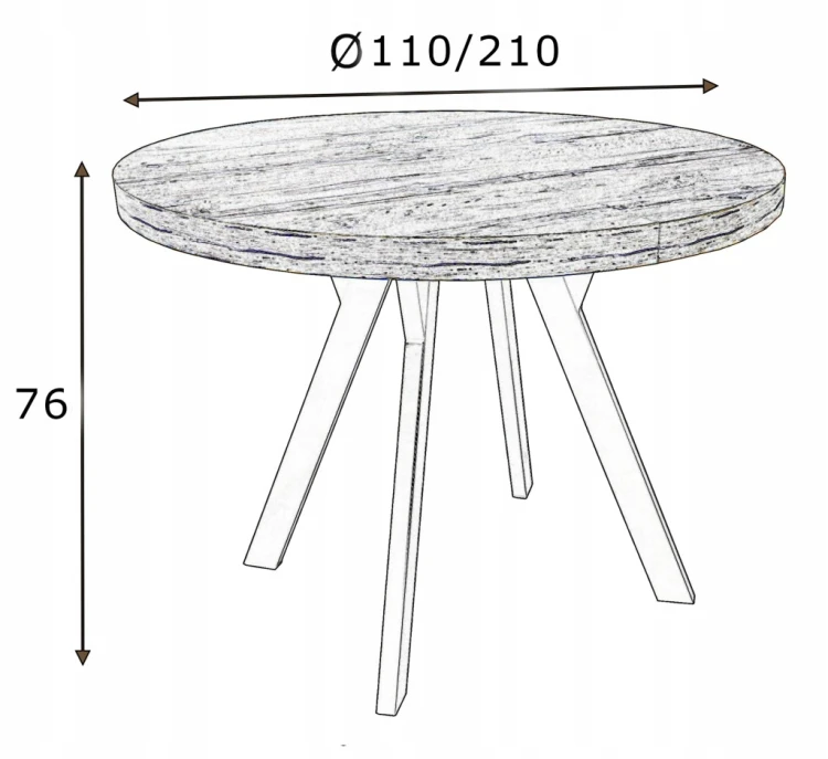 Stół okrągły 110/210 cm maskownica i 4 krzesła tapicerowane kaszmir złoto