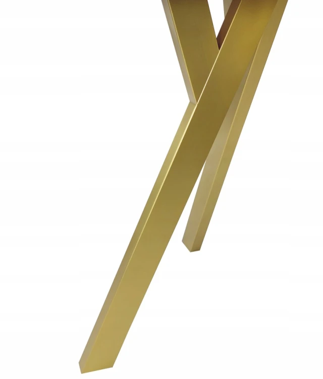 Stół okrągły 100/200 cm maskownica i 4 krzesła tapicerowane kaszmir złoto