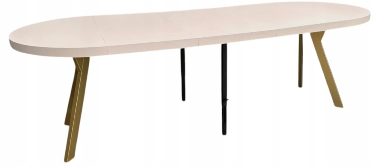 Stół okrągły 110cm rozkładany 310 cm i 4 krzesła tapicerowane kaszmir złoto