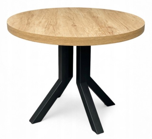 Stół okrągły NEBRASKA 110/210 cm nogi metalowe SLIM czarny