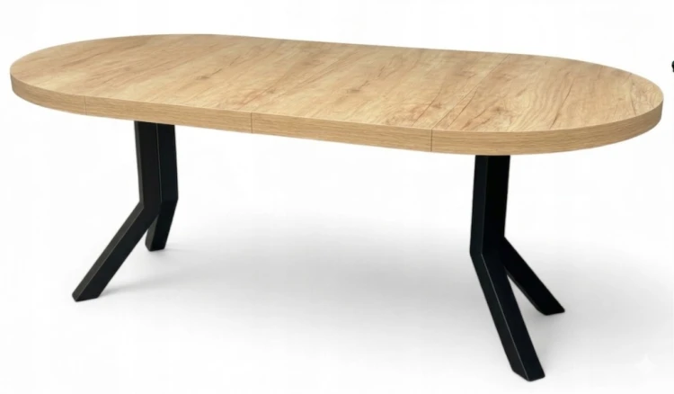 Stół okrągły NEBRASKA 110/210 cm nogi metalowe SLIM czarny