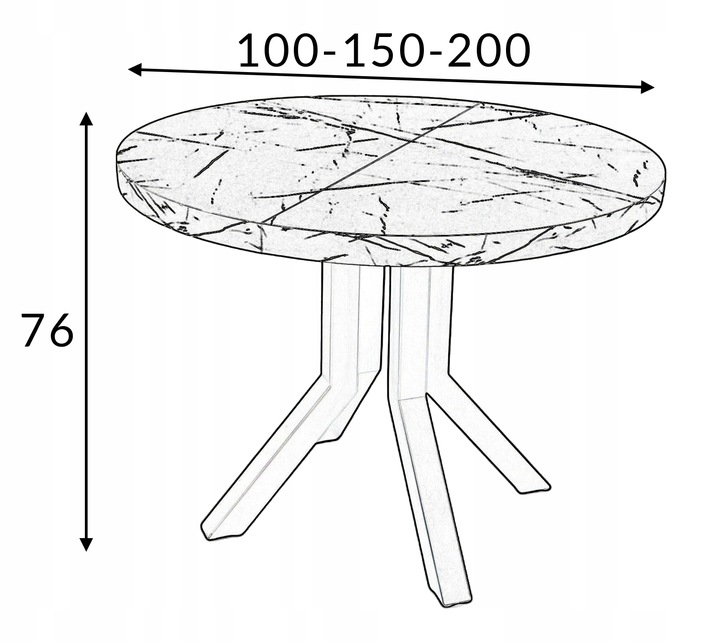 Stół okrągły NEBRASKA 100/200 cm nogi metalowe SLIM czarny