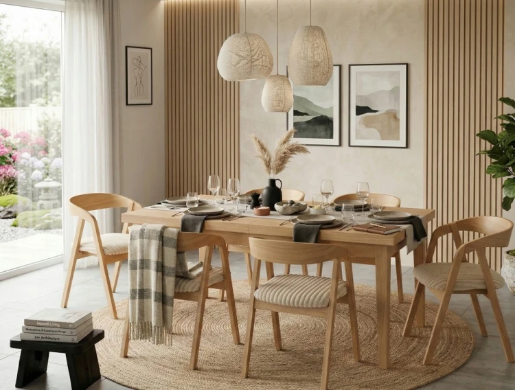Stół prostokątny FORNIR dębowy rozkładany 90x180/220 cm nogi DĘBOWE V