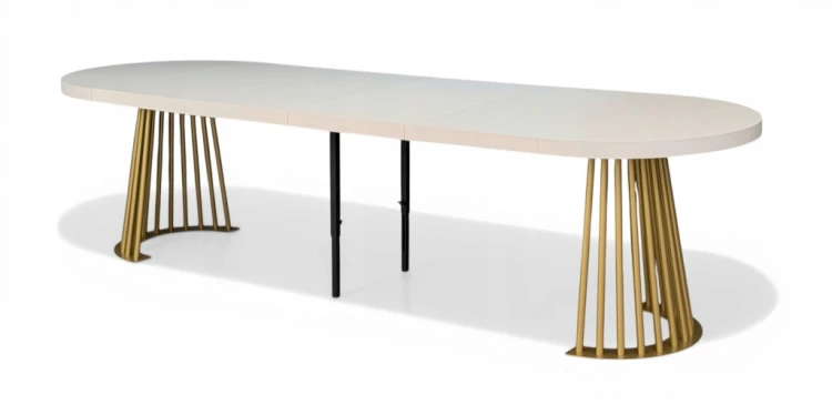 Stół ZŁOTY lamel blat rozkładany KASZMIR 100/300 cm glamour