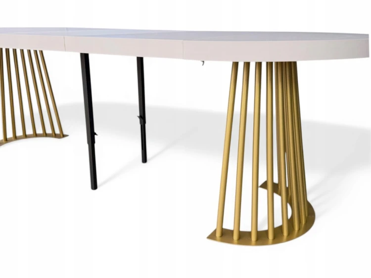 Stół ZŁOTY lamel blat rozkładany KASZMIR 100/300 cm glamour