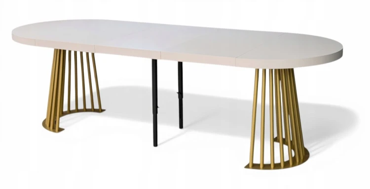 Stół ZŁOTY lamel blat rozkładany KASZMIR 110/310 cm glamour